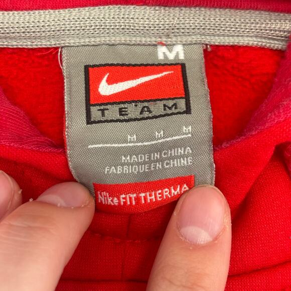 Ohio State Hoodie Nike Buckeyes Red White Mens M OSU Center Swoosh Sweatshirt - Picture 5 of 8